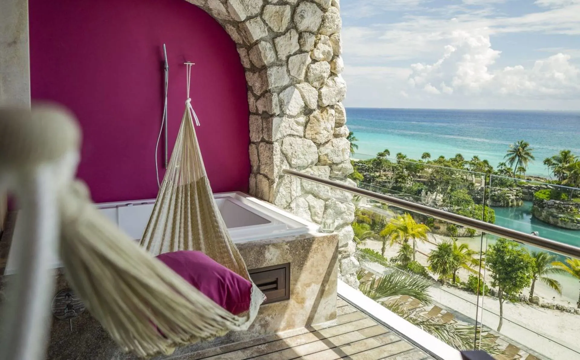 Hotel Xcaret Mexico hammock on guest room balcony